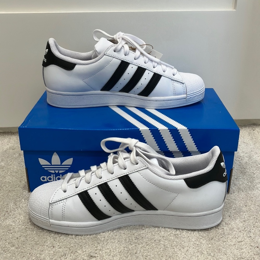 Adidas Superstar Shoes, Black and White, Size 8